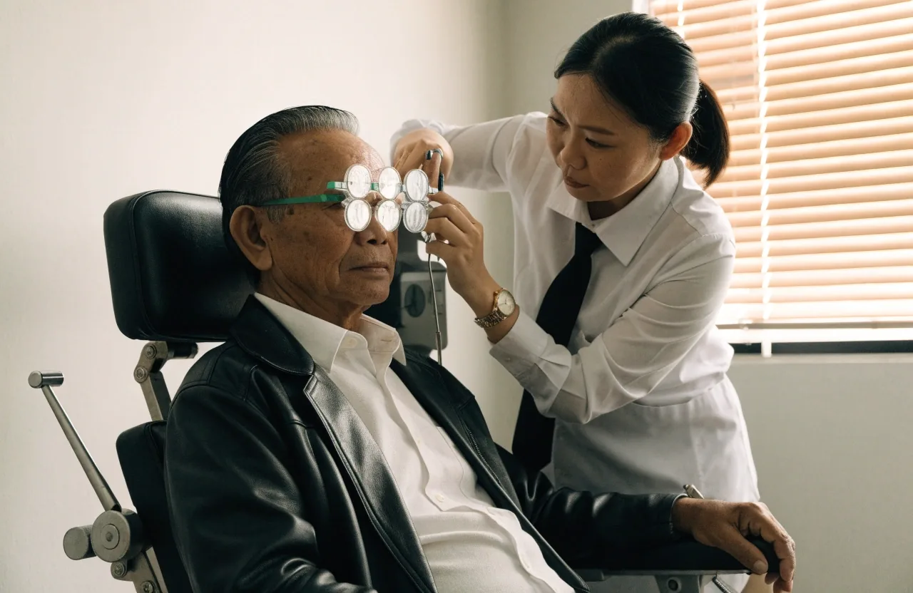 Trial lens set used to check a refractive prescription at an optical practice